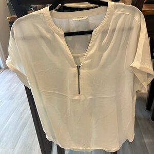 Maurices Cream Blouse with Zipper Detail